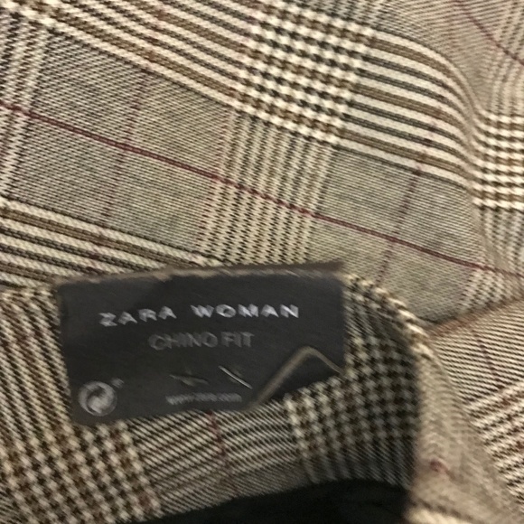 NWT Zara Woman Chino Fit Glen Plaid Checkered Pants Waist 36 - Picture 5 of 14